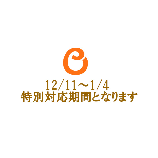 2016年12月11日(日)～2017年1月4日(水)迄特別対応期間になります。